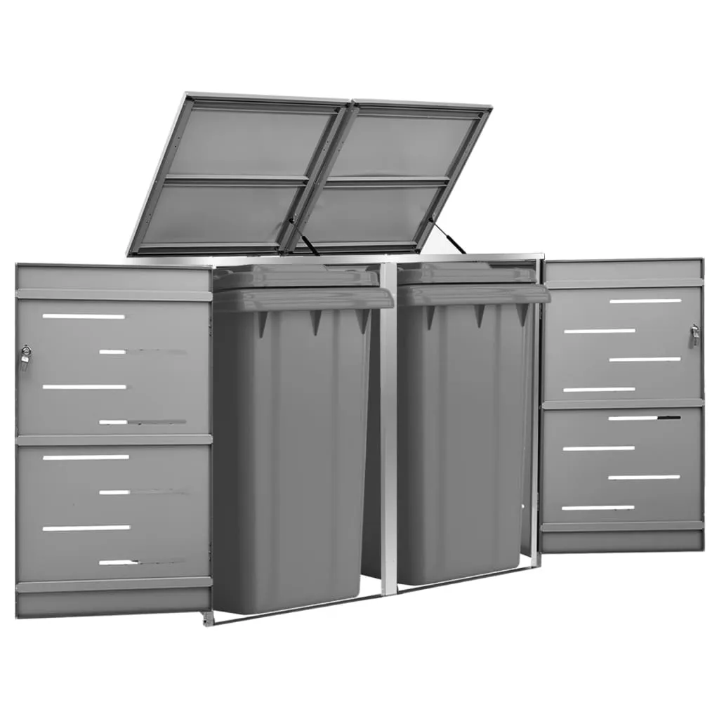 Möbel- Anthrazit Mülltonnenverkleidung CHIC Mülltonnenbox für 2 Tonnen 138x77,5x115,5 cm Edelstahl[5144]